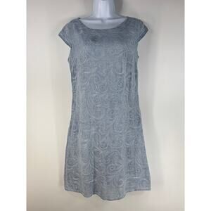 Lina Tomei Women's Dress M Made In Italy 100% Linen Embroidered Cap Sleeve